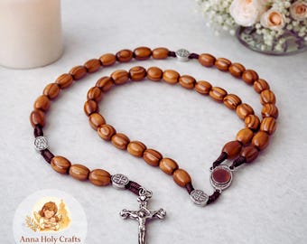 Bethlehem Olive Wood Rosary – Christian Prayer Beads with Cross Pendant From the Holy Land