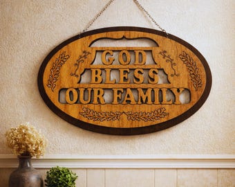 Olive Wood Family Blessing Plaque – Handmade Holy Land Christian Home Decor