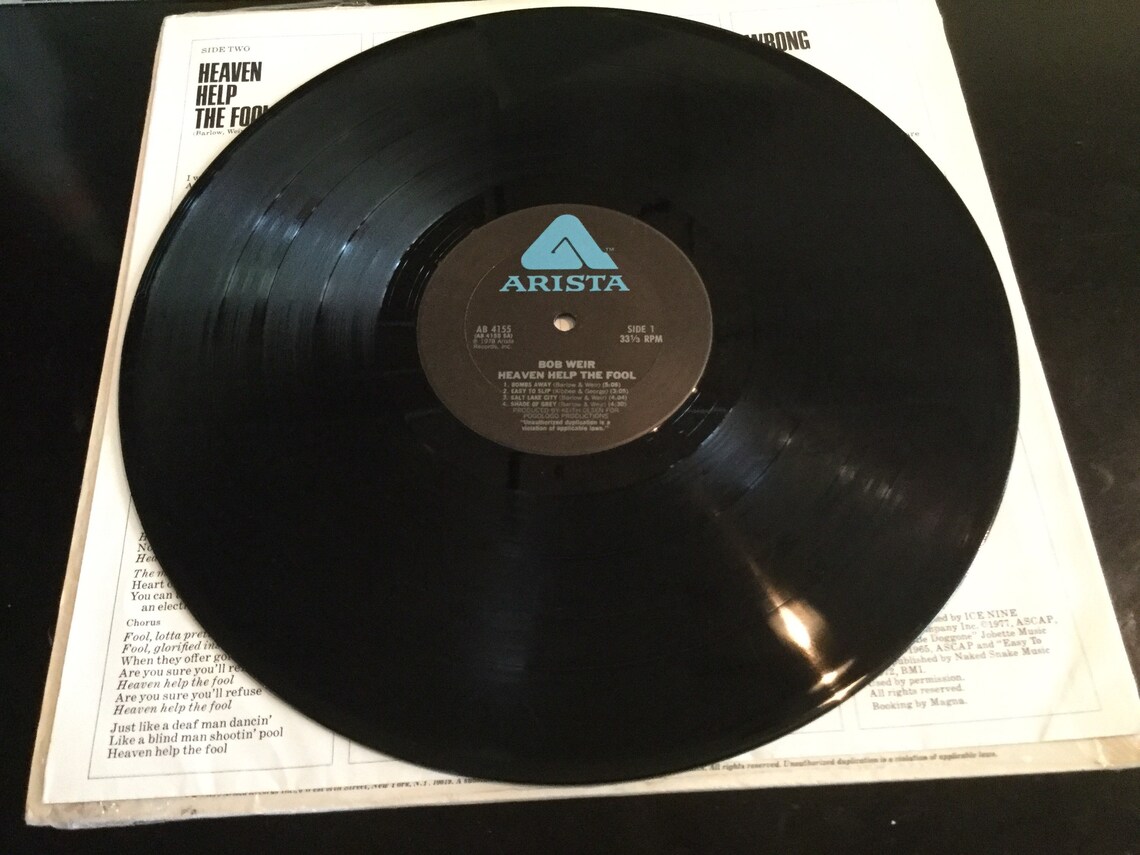 Bob Weir Heaven Help The Fool on Arista Records 1978 Solo Etsy