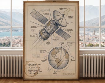 1960 NASA Blueprint Art Print | Vintage Space Race Decor (Digital Download)