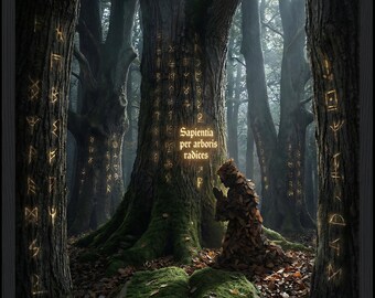 Dark Academia Forest Print – Gothic Library, Scholar Gift (Digital Download)