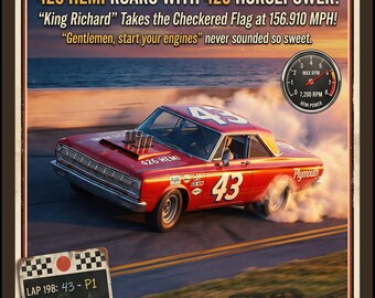 Richard Petty 1964 Daytona 500 Print – Vintage NASCAR Art (Digital Download)