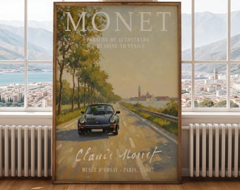 Monet Style Porsche 911 Turbo Venice Print – Coastal Road (Digital Download)