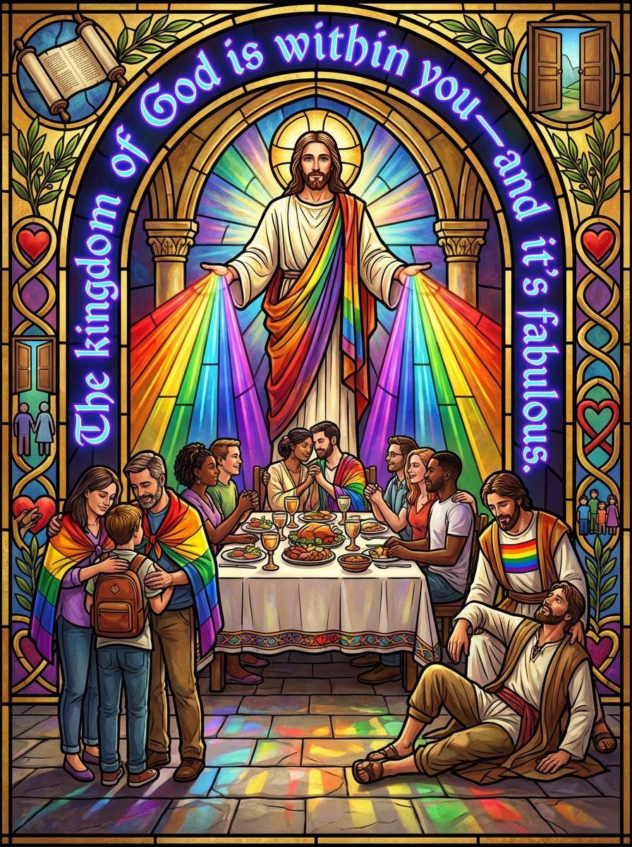 Rainbow Kingdom Of God Stained Glass Print LGBTQ Christian Wall Art rainbow-kingdom-of-god-stained-glass-print-lgbtq-christian-wall-art