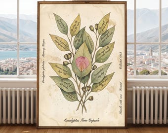 Eucalyptus Time Capsule Art: Grandma's Kitchen Memories Digital Download - Scented Remembrance, Family History Print