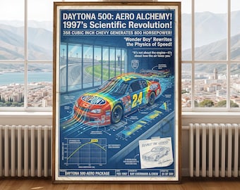 Jeff Gordon #24 Wind Tunnel Blueprint Art – 90s NASCAR Poster (Digital Download)