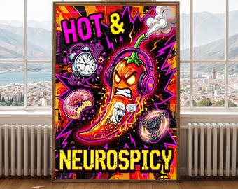 NeuroSpicy Kitchen Art Print – Chaotic Brain Meme (Digital Download)