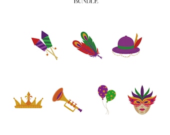 Mardi Gras Mini Embroidery Designs Bundle, Festive Louisiana Carnival (7 Files)