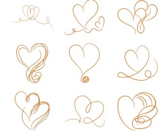 Swirls Heart Embroidery Design Bundle, Romantic Machine Embroidery File (Instant Download)