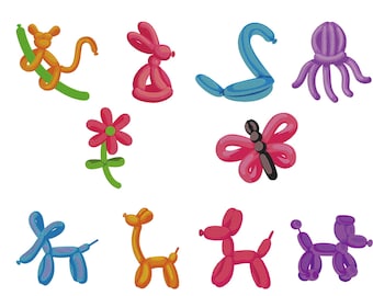 Balloon Animals Embroidery Bundle, Party Dog, Kids Decor Machine Designs (Instant Download)