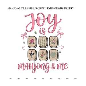 Motif de broderie Mahjong Tiles Girls Group, fichier machine à texte manuscrit, 5 tailles, téléchargement instantané (dst, pes, exp, jep, vp3)