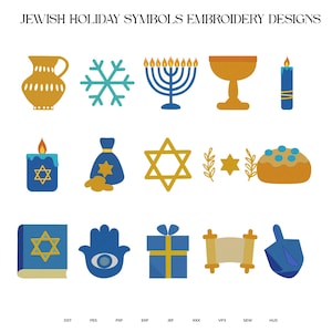 Jewish Holiday Symbols Machine Embroidery Designs