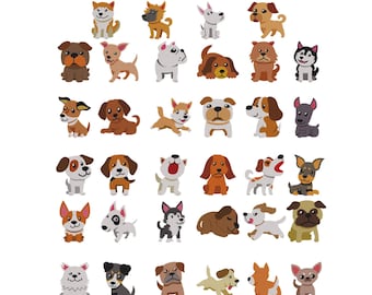 Dog Bundle Embroidery Designs – Mini Puppy Machine Files (5 Sizes)