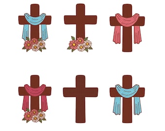 Floral Cross Embroidery Design | Religious Christian Faith Pattern (Digital File)
