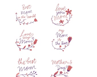 Mama Flower Embroidery Design, Mothers Day embroidery design, 5 sizes, Instant Download