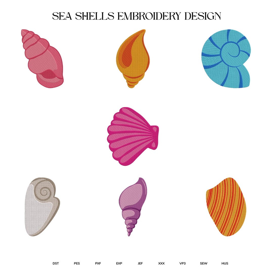 Sea Shells Embroidery Design Pack: Summer Embroidery Files (digital ...