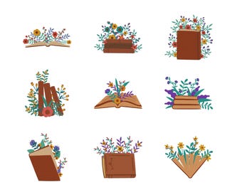 Floral Book Embroidery Design | Flowers Butterflies Pattern (Digital Download)