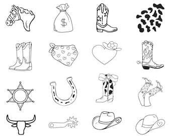 Cowboy Boots Embroidery Designs Bundle, Western Coquette (Digital Download)