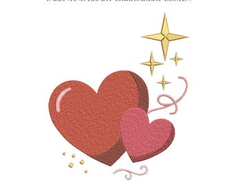 Valentine Heart Embroidery Design, Sparkling Love Heart Star Cluster Machine File, 5 Sizes, Instant Download dst, pes, exp, jep, vp3