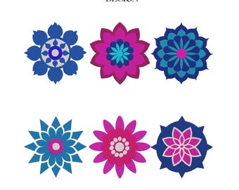 Mandala Flower Machine Embroidery Design: Geometric Floral Botanical Pattern
