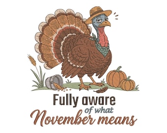 Funny Turkey Embroidery Design, Sassy Farm Bird Humor Quote Machine File, 5 Sizes, Instant Download dst, pes, exp, jep, vp3
