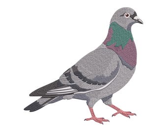 Pigeon Embroidery Design, Realistic City Bird Watercolor Machine File, 5 Sizes, Instant Download dst, pes, exp, jep, vp3