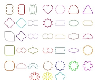 Applique Embroidery Designs, Shapes Frames Bundle (Instant Download)