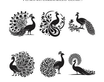 Peacock Embroidery Design | Festive Bird Machine Embroidery File (Digital Download)