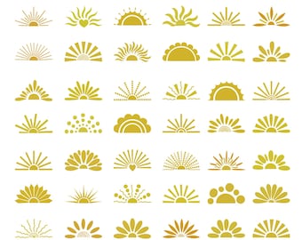 Swirl half Sun Embroidery Design Bundle, Mini Sun Embroidery, 6 Sizes (Digital Download)