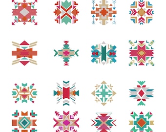 Aztec Tribal Embroidery Designs, Geometric Machine Embroidery File (Digital Download)