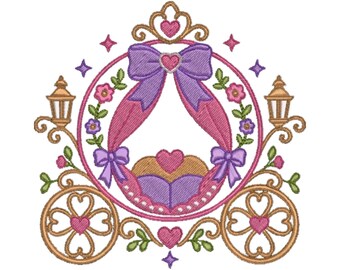 Princess Carriage Embroidery, Fairy Tale Pumpkin Coach Design, Instant Download dst,des, exp, jep, vp3