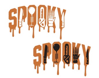 Spooky Horror Embroidery Bundle, Dripping Letters Halloween Slasher Icons Design, Instant Download dst, pes, exp, jep, vp3