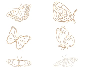 Butterfly Outline Embroidery Design, Silhouette Machine Pattern, 4 sizes