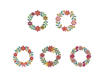 Floral Monogram embroidery design Machine embroidery floral wreath, 11 sizes and border embroidery 6 sizes, Flower  files download