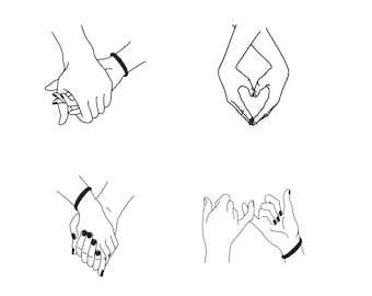 Love Hands Line Art Embroidery Design, Minimal Couple Outline Stitch (Digital Download)