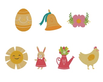 Spring Chinoiserie Bunny Floral Topiary Embroidery Designs (Digital File)