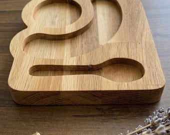 Plato de madera dividido para bebés, bandeja Montessori para niños pequeños, plato de destete.