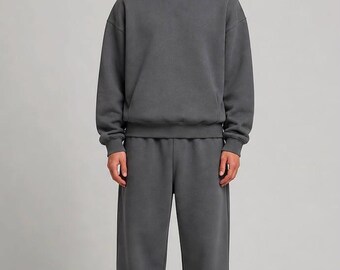 Dark Grey Oversized Fleece Tracksuit Set | Heavyweight Hoodie & Joggers