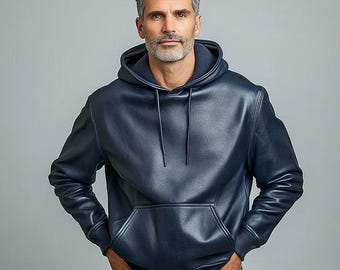 Men’s Lambskin Leather Hoodie Jacket – Luxury Comfort Meets Street Style