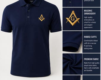 Embroidered Masonic Polo Shirt | Cotton Piqué Square & Compass Golf Apparel