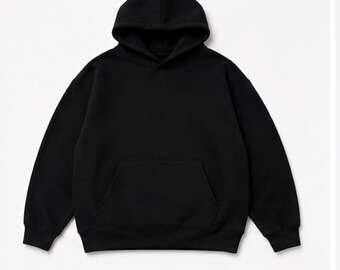 Plain Black Oversized Fleece Tracksuit Set | Heavyweight Hoodie Joggers Unisex Streetwear