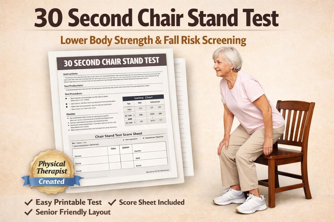 30-second Chair Stand Test Printable | Fall Risk Assessment Tool (PDF ...