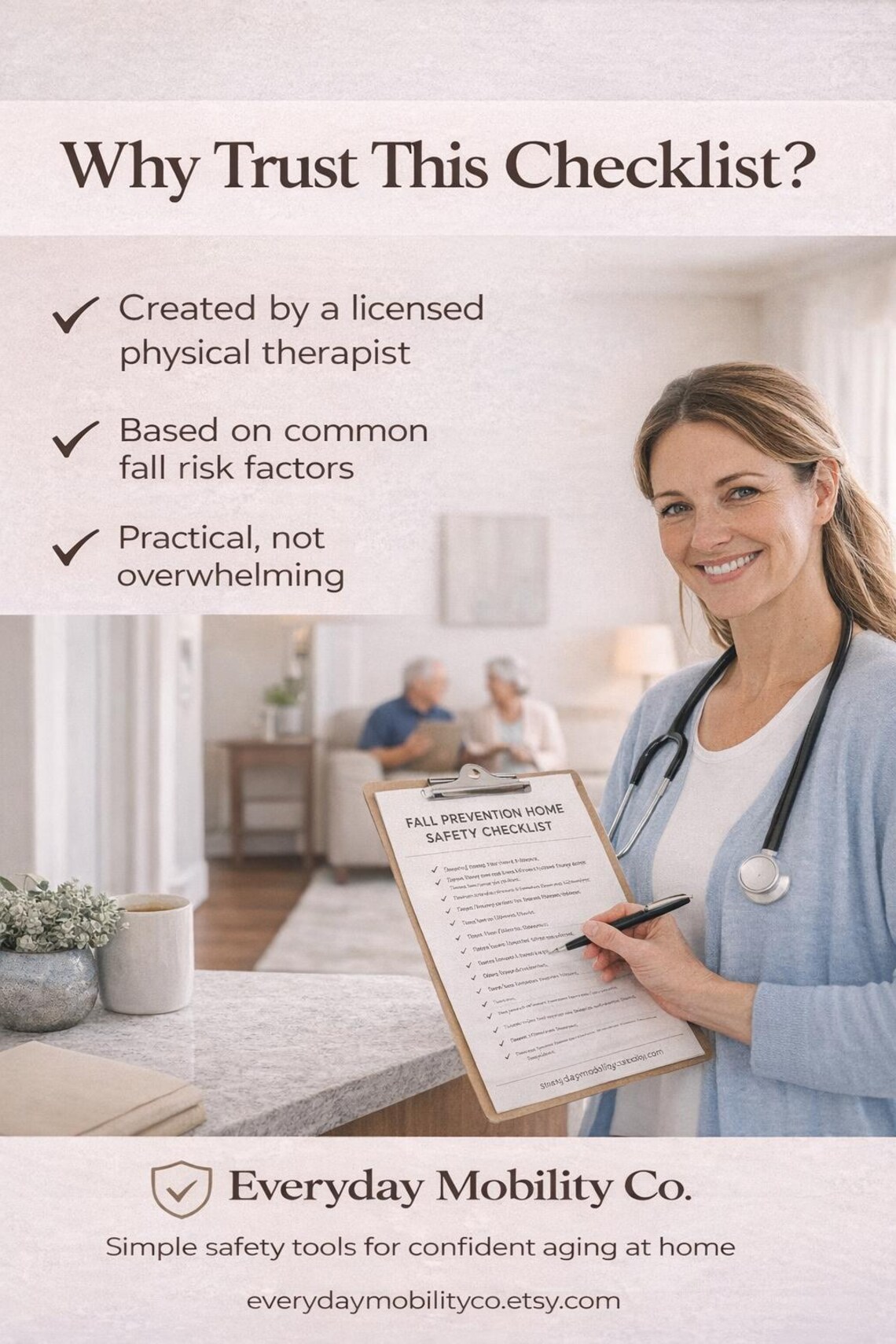 Fall Prevention Checklist for Seniors- Printable Home Safety Guide (PT ...