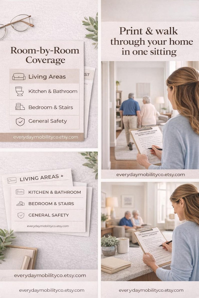 Fall Prevention Checklist for Seniors- Printable Home Safety Guide (PT ...
