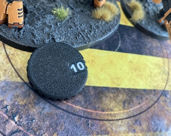 Contadores de heridas de 0 a 10 - Marcador de mesa - Ficha para juegos de guerra