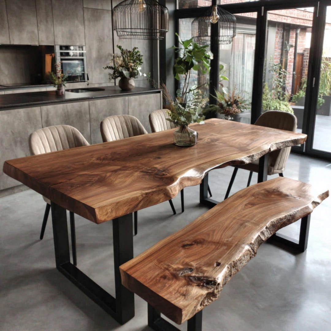Handmade Live Edge Walnut Dining Table – Custom Solid Wood - Etsy