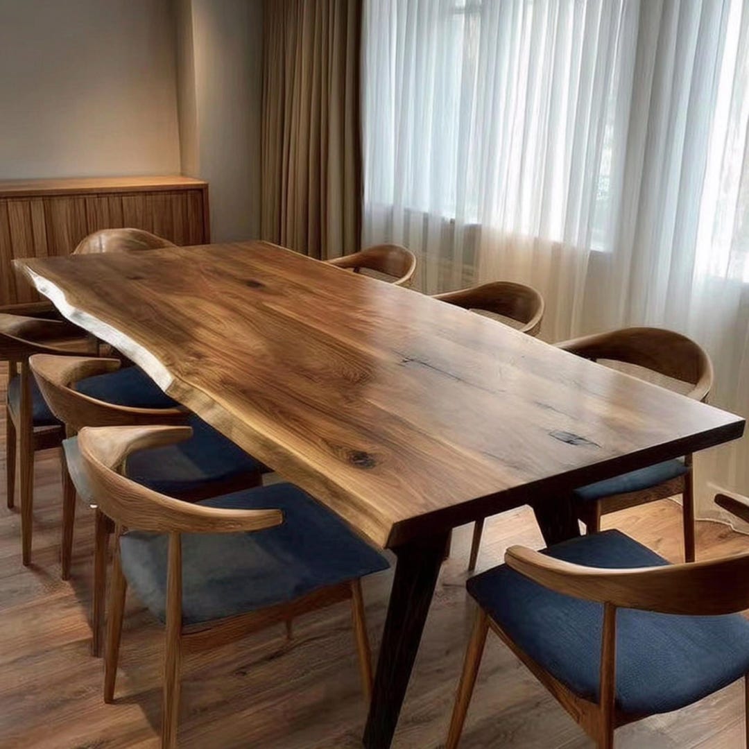 Handmade Live Edge Walnut Dining Table, Custom Solid Wood - Etsy