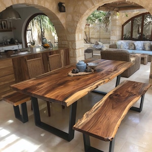 Custom Live Edge Walnut Dining Table, Solid Hardwood, Handmade