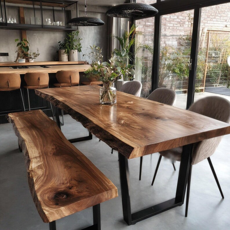 Handmade Live Edge Walnut Dining Table – Custom Solid Wood - Etsy