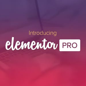 Peut inclure: Visuel numérique avec un fond dégradé rouge et violet. Les mots "Introducing elementor" sont en écriture blanche, avec "PRO" dans un encadré blanc. L'image suggère le lancement d'un logiciel ou d'un produit numérique.